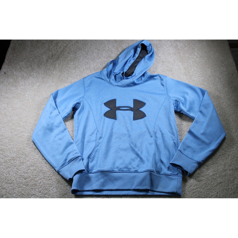 Under Armour ColdGear Hoodie Sweatshirt Womens Mediumā Blue Gray Pullover